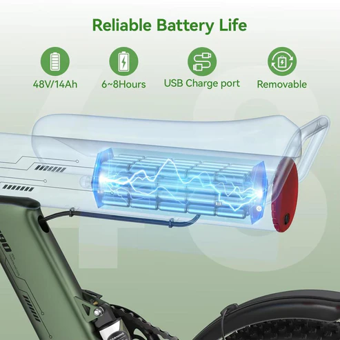 Bicicleta Eléctrica JANSNO X90 para Adultos 750W 48V 14AH Batería Oculta Rueda Ancha de 16 Doble Suspensión